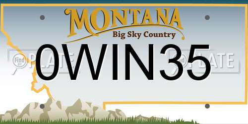 0WIN35 Montana License Plate