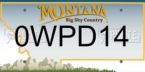 0WPD14 Montana License Plate