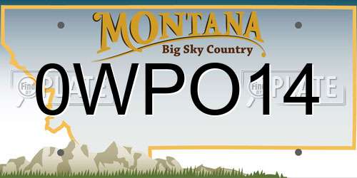 0WPO14 Montana License Plate