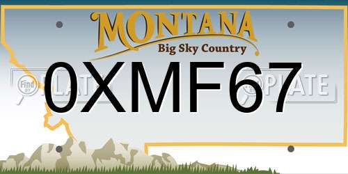 0XMF67 Montana License Plate