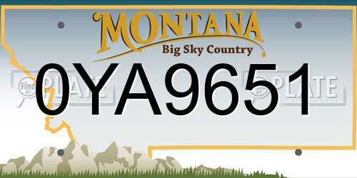 0YA9651 Montana License Plate