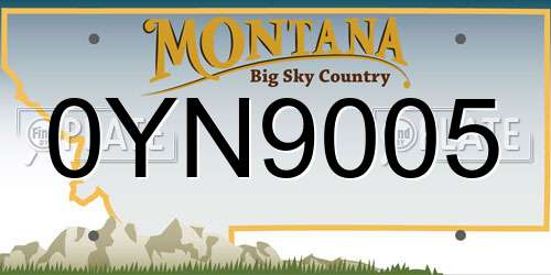 0YN9005 Montana License Plate