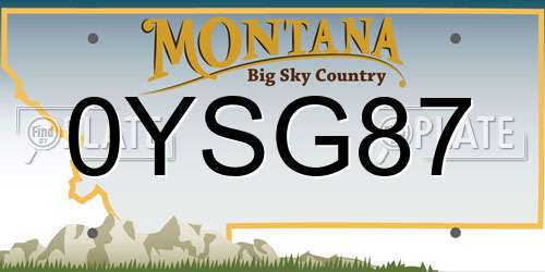 0YSG87 Montana License Plate