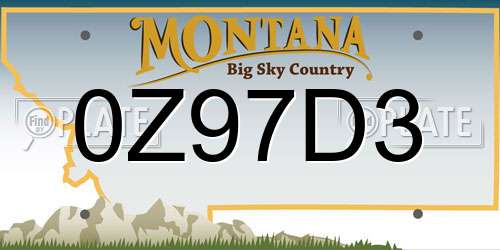 0Z97D3 Montana License Plate