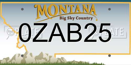0ZAB25 Montana License Plate