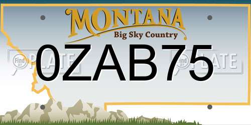 0ZAB75 Montana License Plate