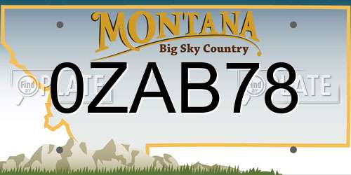 0ZAB78 Montana License Plate