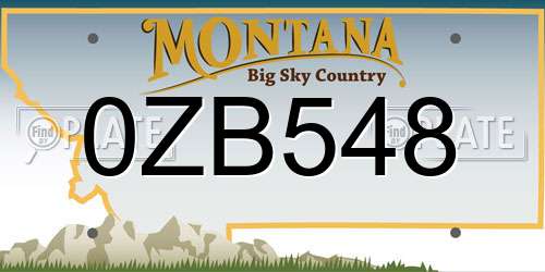 0ZB548 Montana License Plate