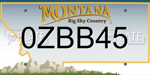 0ZBB45 Montana License Plate