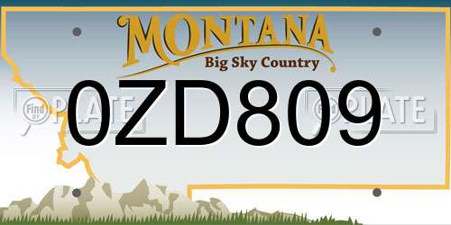 0ZD809 Montana License Plate