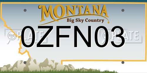 0ZFN03 Montana License Plate