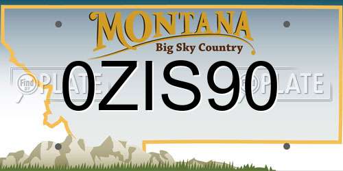 0ZIS90 Montana License Plate