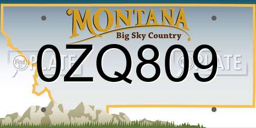 0ZQ809 Montana License Plate