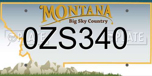 0ZS340 Montana License Plate