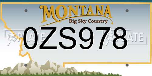 0ZS978 Montana License Plate