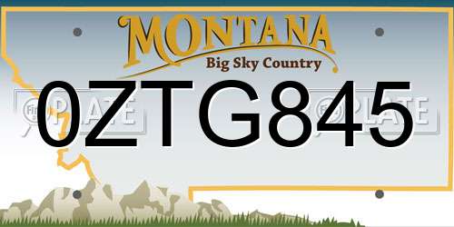 0ZTG845 Montana License Plate