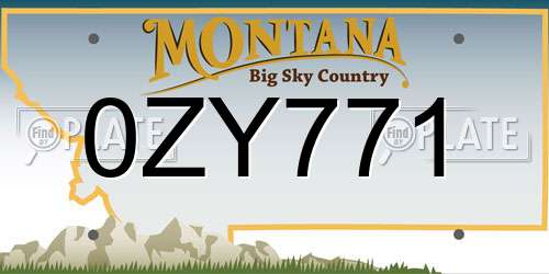 0ZY771 Montana License Plate