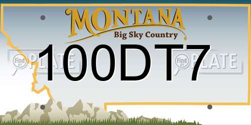100DT7 Montana License Plate