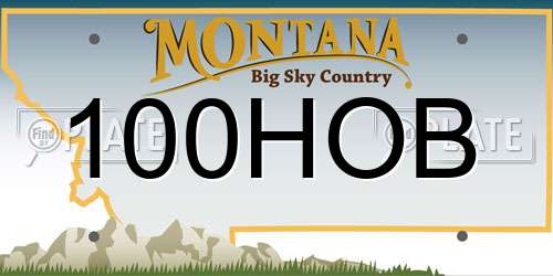100HOB Montana License Plate