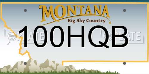 100HQB Montana License Plate