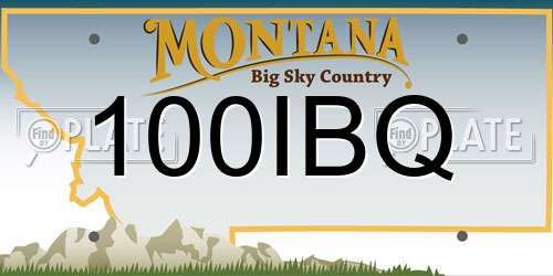 100IBQ Montana License Plate