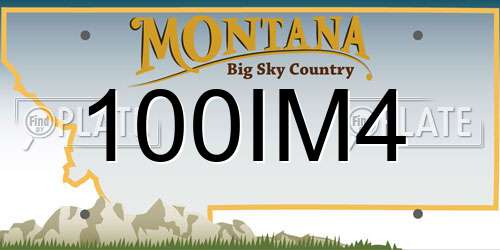 100IM4 Montana License Plate