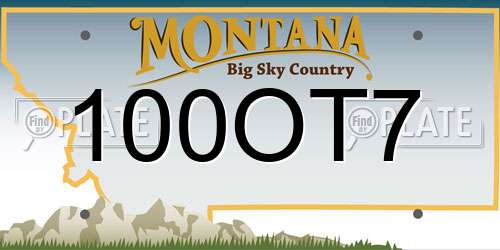 100OT7 Montana License Plate