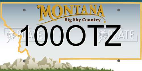 100OTZ Montana License Plate