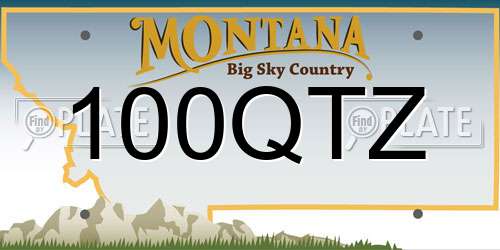 100QTZ Montana License Plate