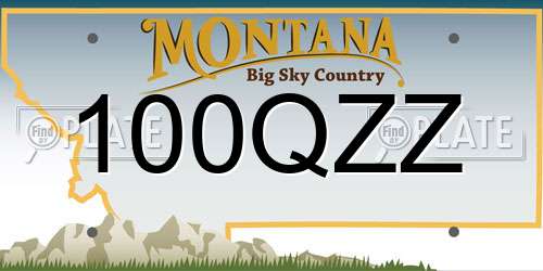 100QZZ Montana License Plate