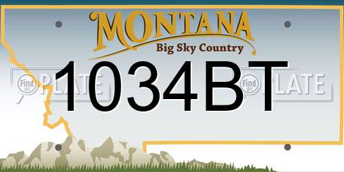 1034BT Montana License Plate