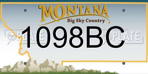 1098BC Montana License Plate