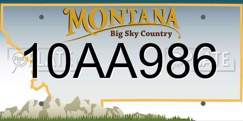 10AA986 Montana License Plate