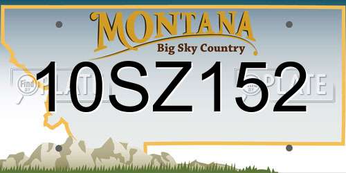 10SZ152 Montana License Plate