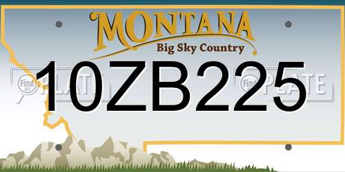10ZB225 Montana License Plate