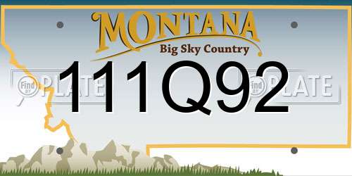 111Q92 Montana License Plate