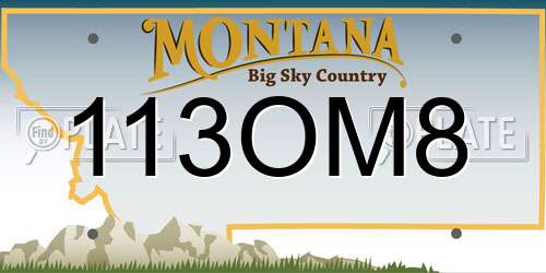 113OM8 Montana License Plate