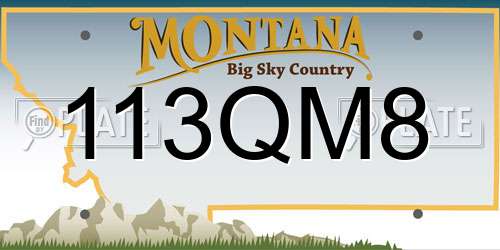113QM8 Montana License Plate