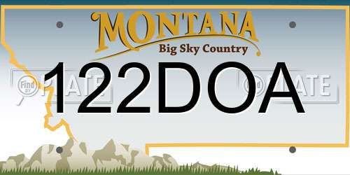 122DOA Montana License Plate