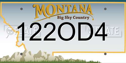 122OD4 Montana License Plate