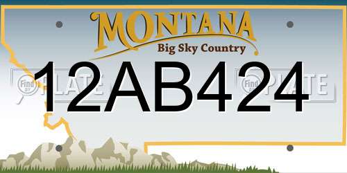 12AB424 Montana License Plate
