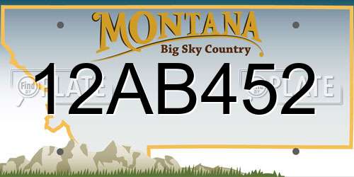 12AB452 Montana License Plate