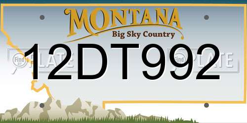 12DT992 Montana License Plate