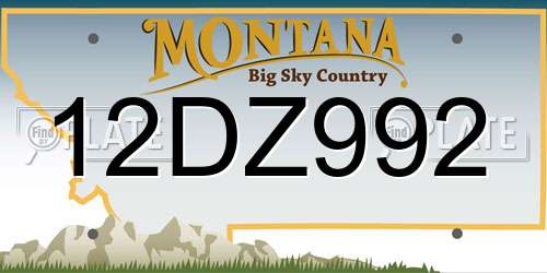 12DZ992 Montana License Plate