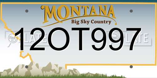 12OT997 Montana License Plate