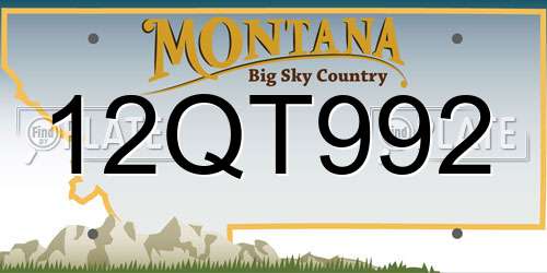 12QT992 Montana License Plate
