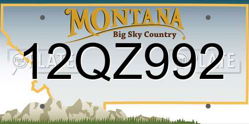 12QZ992 Montana License Plate