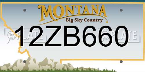 12ZB660 Montana License Plate