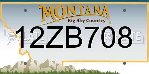 12ZB708 Montana License Plate