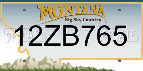 12ZB765 Montana License Plate